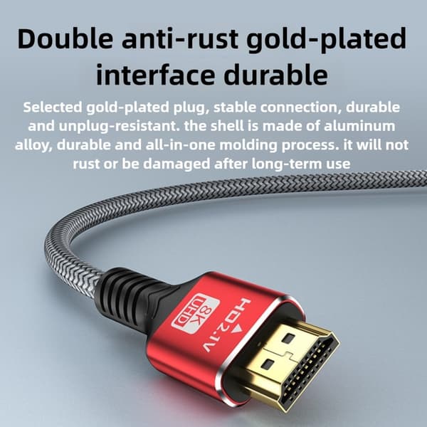 8K kuituoptinen HDMI-kaapeli, Micro HDMI–HDMI 2.1 -kaapeli, (1,5 m)