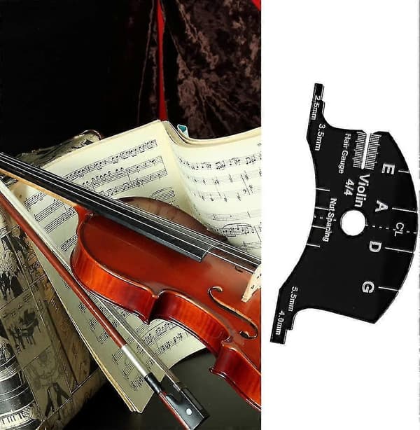 Violinbro, 4/4 Violinbro Gribebrætsskraber Kulfiber Sort Multifunktionel Skabelon Reparationsreferenceværktøj Sort (1 stk)