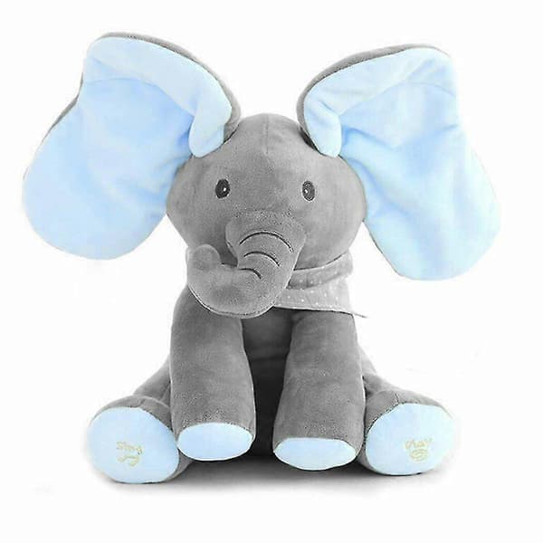 【03】Baby Talking PP Cotton Elephant Soft Plush Doll Singing Stuffed Animal Blue