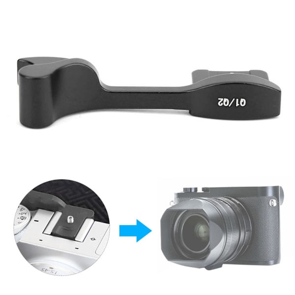 Alumiiniseoksesta valmistettu salamakenkä peukalotuki kahva lisävaruste Leica Q1/Q2 digitaalikameralle, musta