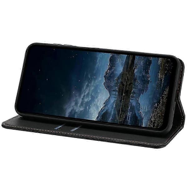 Kompatibelt för Samsung Galaxy A36 5G plånboksfodral med linjepräglad läderficka och stativ Black