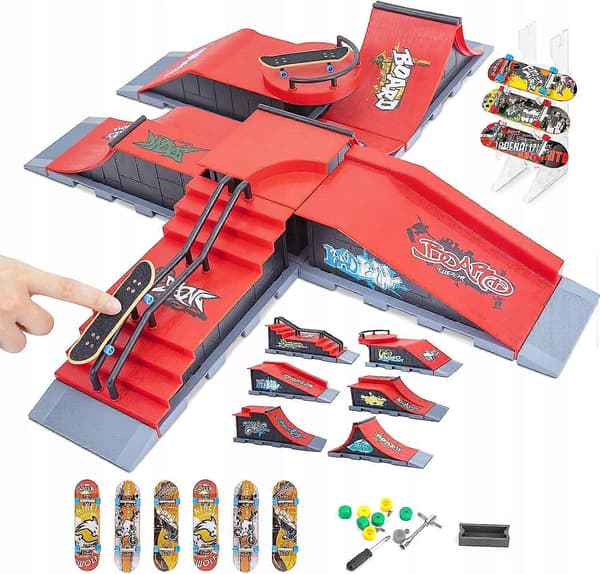 【03】6-i-1 Fingerboard Rampe Sæt Skatepark 6 Skateboard