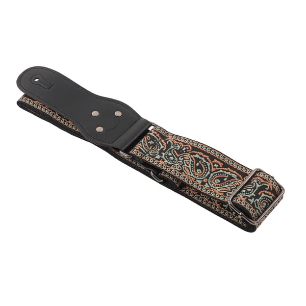 Elektrisk Gitarrrem Justerbar Nylon Broderad Axelrem med Halkfritt Spänne Grön Brun