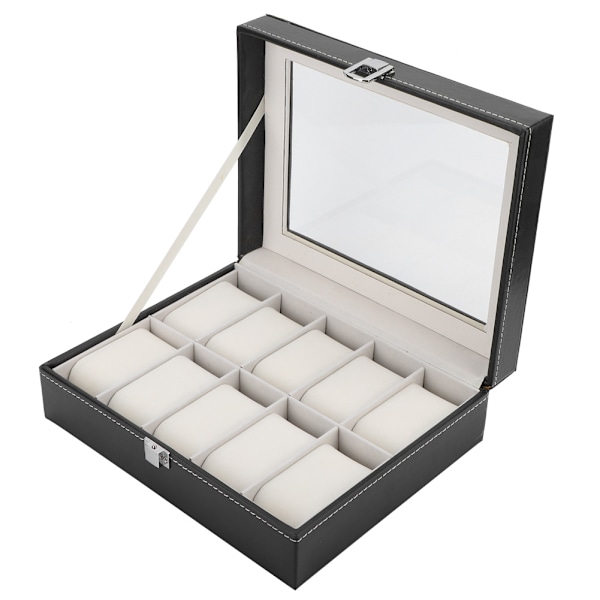 Bærbar PU læder ur taske 10 rum smykke display etui opbevaringsholder