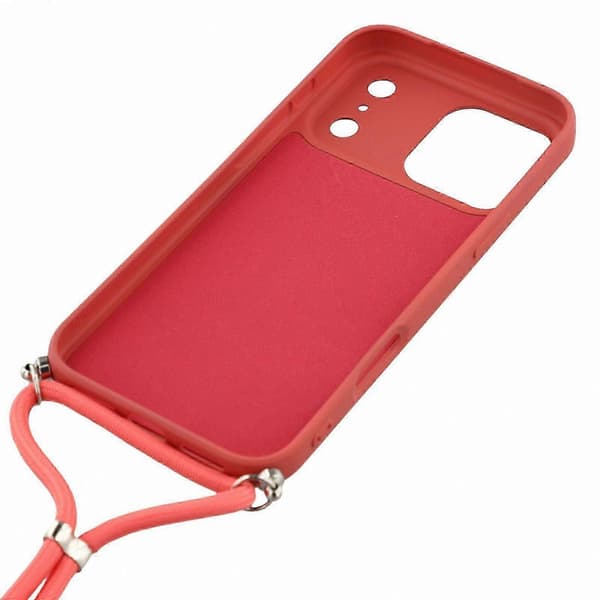 Mjukt TPU-telefonskal med fiberfoder och axelrem för 17 Pro-modeller Hawthorn Red