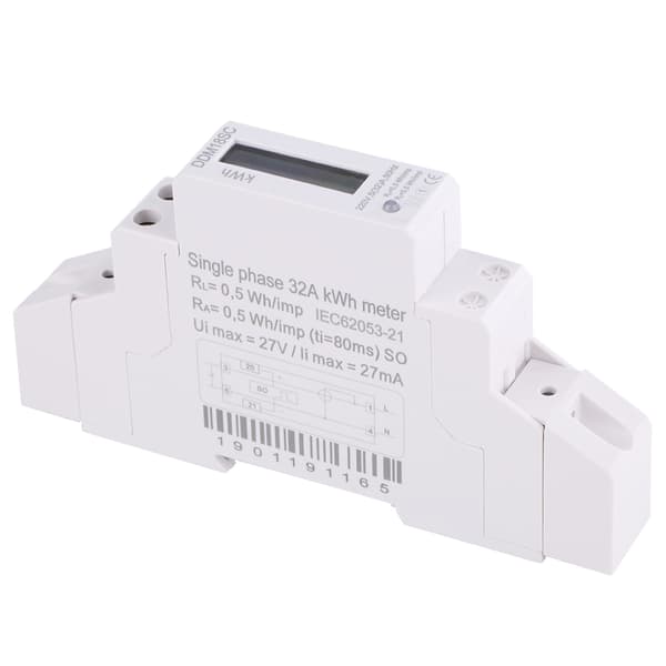 1P LCD Digital Display Enfas DIN-skena Elektricitet Strömförbrukning Energimätare