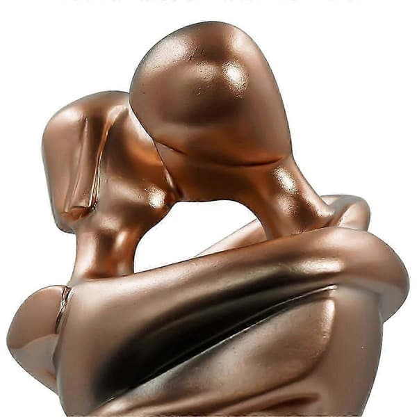 Kærlige par omfavner kys Romantisk par kunst danseskulptur, jubilæumsbryllupsstatue