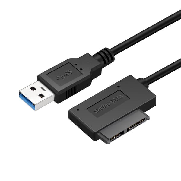 USB 3.0 optisk enhet för bärbar dator USB till SATA 7+6P adapterkabel, SATA till USB enkel drivkabel.