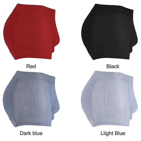 【03】Nylon Ice Silk Åndbare Herreundertøj, Mænd Hofte Bottock Lifter Shape Trusser Polstrede Boxers Hofte Balde Løft Undertøj Sort Sort Black M