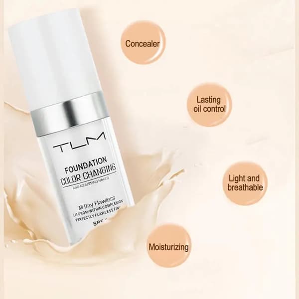 【03】1-3 kpl Väriä vaihtava meikkivoide, pitkäkestoinen kosteuttava 30ml 2pcs