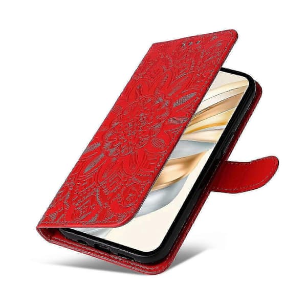 Læderetui til Honor Magic7 Lite 5G/ X9c 5G Solsikke Pung Cover -NBB Red