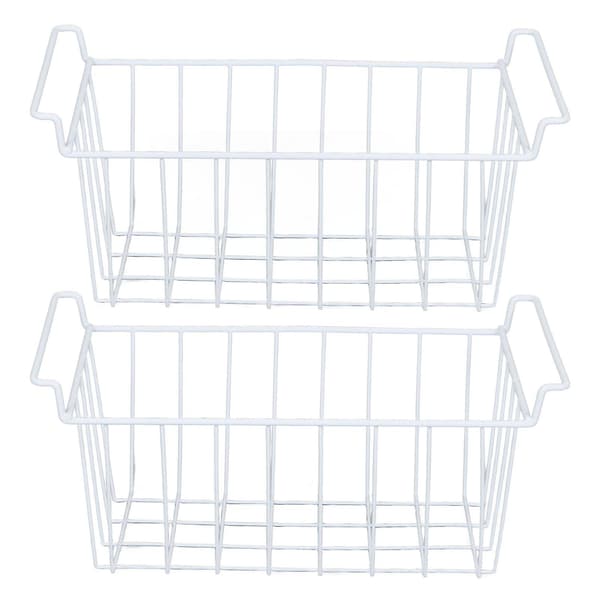 【03】2 pcs Freezer Basket Storage Baskets with Hanging Metal Rack, PE Coating{HH} 41.5X24.5X20CM