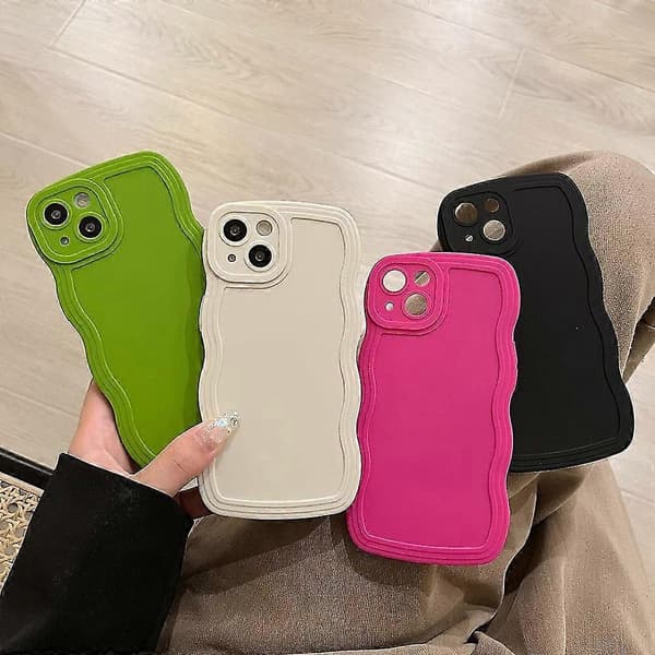 【03】Sød slik krøllet bølget telefoncover til kompatibel med iPhone 14 13 12 Pro Max Plus S... Sort Sort Black For iPhone14