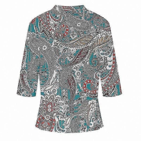 Dame åben front bluse, afslappet strandkimono, cardigan, draperede toppe Print 2 S