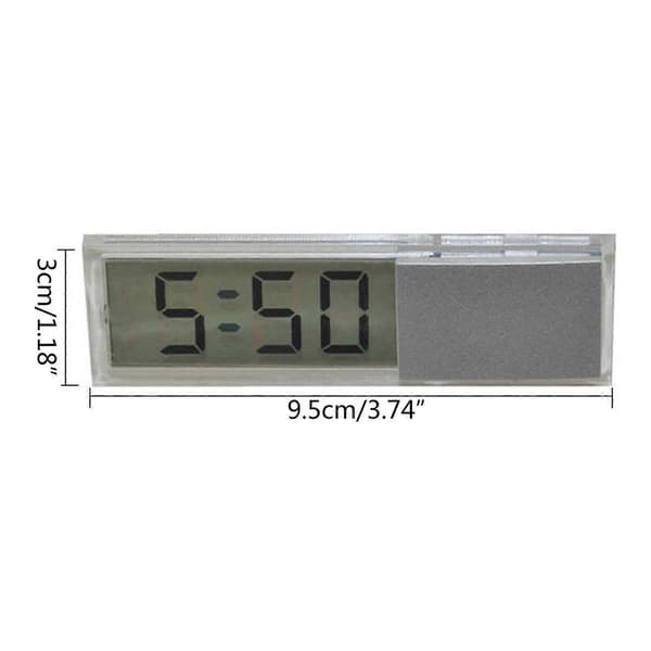 Mini digital bilelektronisk klocka / transparent LCD-skärm digital termometer med sugkopp universell bildekor A
