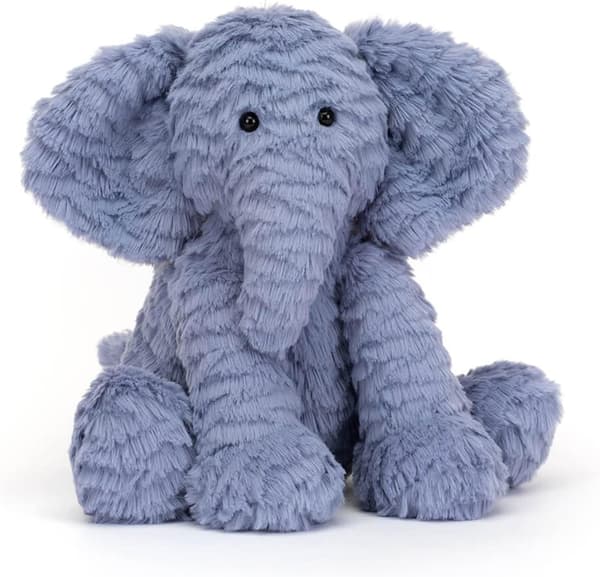 【03】Jellycat Fuddlewuddle Elefant Tøjdyr, Medium 23 cm - Elefant Plyslegetøj - Klassisk Børnegave