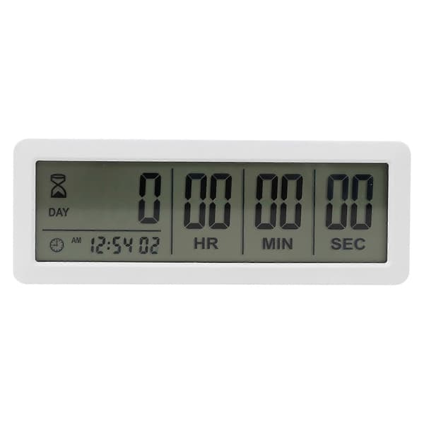 【03】Stor Digital Nedtællingsdage Timerur - 999 Dage Nedtællingsur Timer til Eksamen Lab Køkken (Hvid) white
