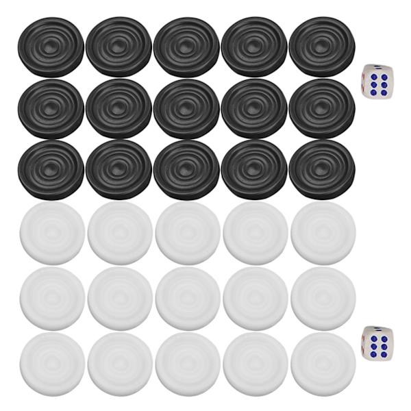 22mm Plast Svart Vit Backgammon Dam Brickor Pjäser Set Barn Leksak