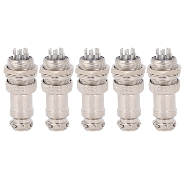 5 kpl Ilmailupistokeliitin Uros Naaras Johto Paneeli Virta Runko Metalliliittimet GX16 16mm 450V7pin