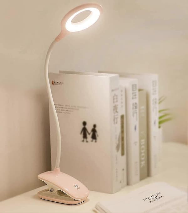 LED-klemme Læselampe Dæmpbar Øjenbeskyttelse Bordlampe Pink