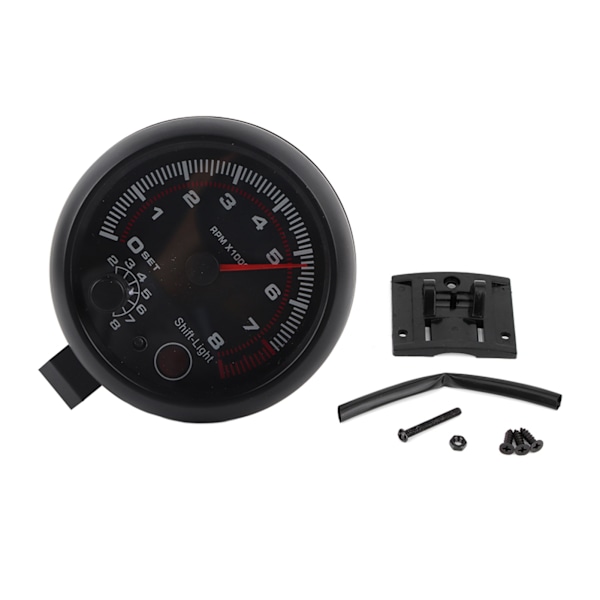 3.75in Sort Racing Bil Omdrejningstæller 0‑8000 RPM 12V Universal Bilmåler