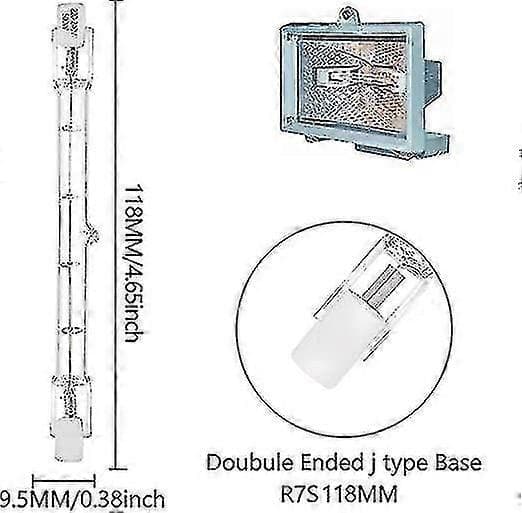 5 stk 500w R7s lineær halogenprojektør J118 500w dobbeltendet sikkerhedslys 118 mm længde