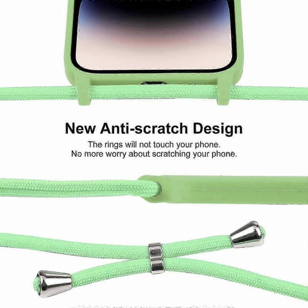 Skulderremsetui med flydende silikone til 14 Pro - HK603 Matcha Green