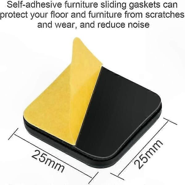 24-pak selvklæbende teflonmøbelglidere, 25x25 mm glidepuder til stole, sofaer, skriveborde, borde, lænestole