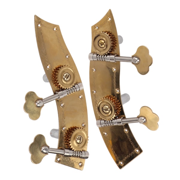 2 stk. basstemmeskruer, dobbelt metalstemmer, dobbelt maskinhoved, reservedel, åben gearknap, guld