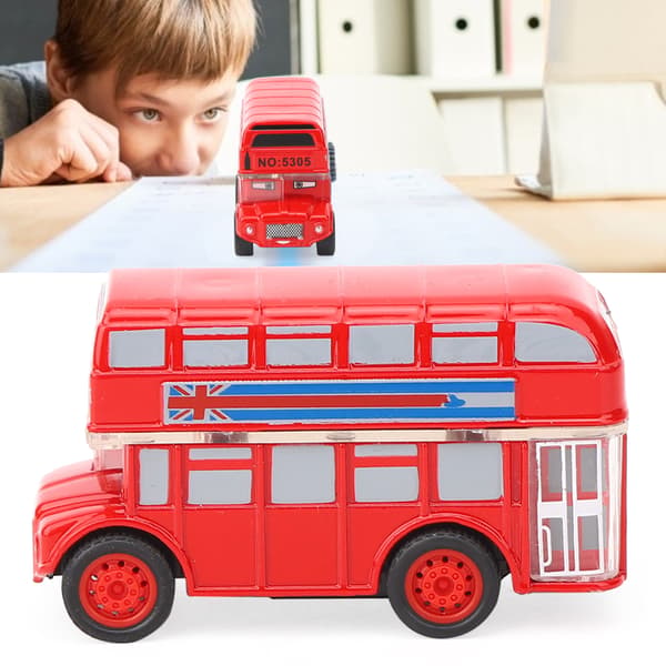 Tegneseriebus Legeringsbil Legetøj Høj Simulation Børn Kid Træk Tilbage Køretøj Legetøjsmodel (Rød)