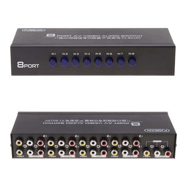 【03】8-vejs AV-switch RCA-switch 8 ind 1 ud kompositvideo L/R-vælger til DVD