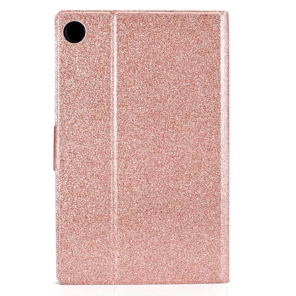 【03】Samsung Galaxy Tab A9 Glitter Läderfodral Roséguld