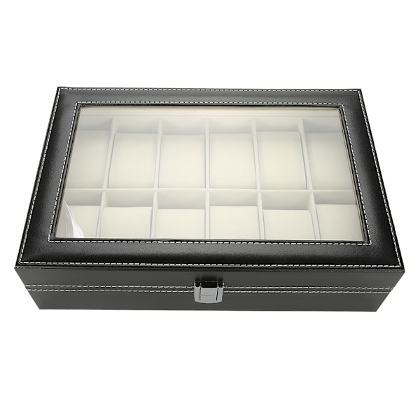 12 Rum PU Læder Ur Display Etui Opbevaringsboks Organizer Ur Smykker Display Boks