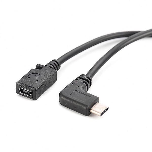 90 asteen mini-USB–tyyppi-C-adapterikaapeli – naaras-uros-liitäntäratkaisu