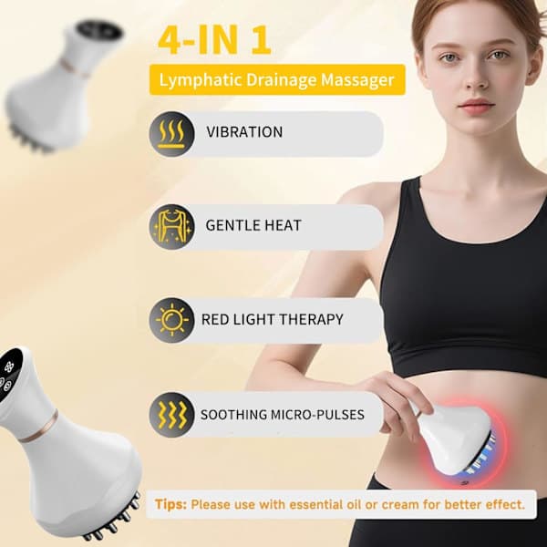 【03】Elektrisk Lymfemassager - Dyb Cellulitmassage & Kropsmassager med Display
