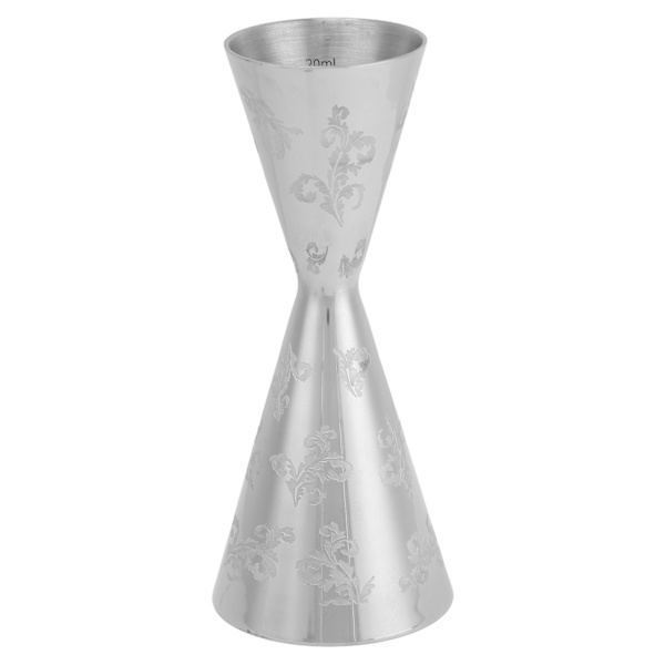 Jigger Rostfritt Stål Löv Rand Dubbelhuvud Cocktail Bartending Jigger Kopp för Bar 30ml 60ml