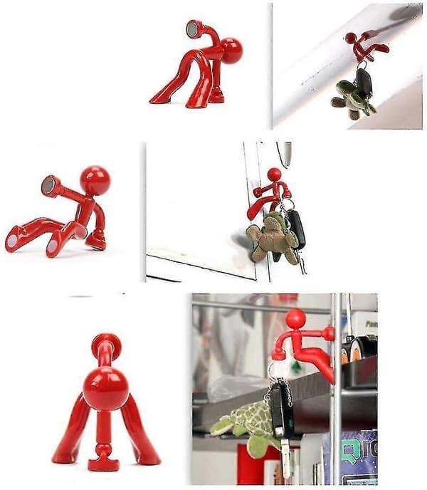 Sæt med 4 stærke magnetiske nøgleholderkroge med vægklatrende mandsdesign (tilfældig)