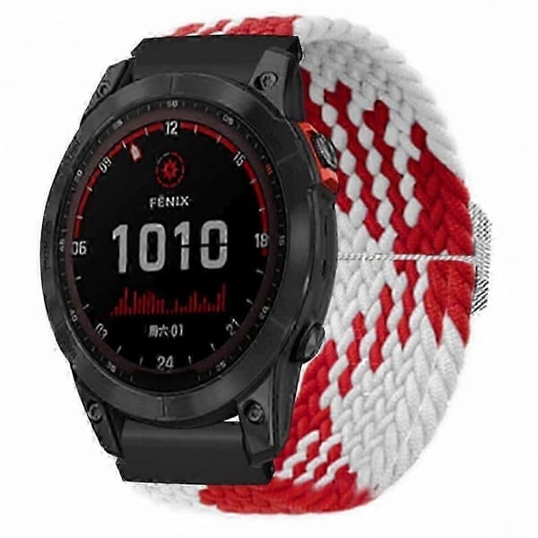Justerbart sportsarmbånd i nylon med 20 mm PC-stik til aktivitetsmåler Red White