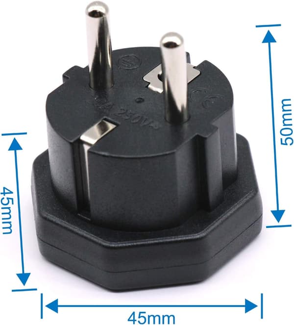 【03】US/JP/CA Han til EU/DE/FR/IT/ES Hun, US/CA/JP Han til Elektronisk Enhed EU 2-benet Hun Adapter (3 stk. Sort)