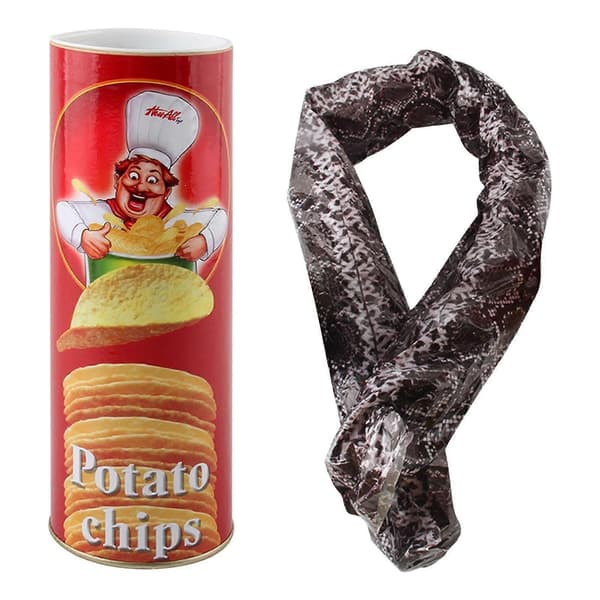 【03】Potatischips Orm Skämt Burk Leksaksset Beige