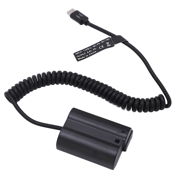 Typ C Fullständigt Avkodat Dummy Batteri Power Bank med EN EL15 Fjäderkabel för D810 D850 Z5 Z6 Z6II Z7 Z7II Kamera