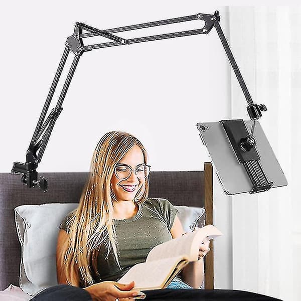 【03】Tabletholder til seng, justerbar og foldbar med 360 graders rotation til iPhone, iPad, mobiltelefon, tablet