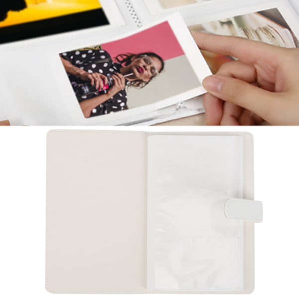 7,6 cm 96 Fickor PU Universal Fotoalbum Kortfodral Bankkort Förvaringsbok för mini11/8/9/7s/25/70/90 Direktkamera Fotografi vit