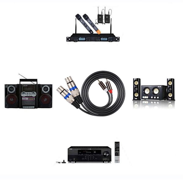 Dobbelt for RCA han til dobbelt XLR hun lydadapterkabel patchledning dobbelt række PVC-ledning