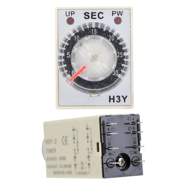 Aikarele 24V DC, H3Y-2 viiveajastin, ajastinkytkin 30S