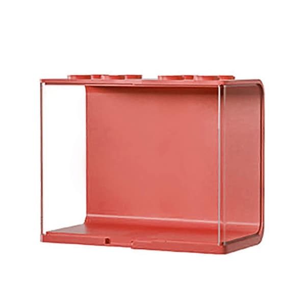 Dockvitrin ABS Transparent Stapelbar Klar Displaylåda Leksaksförvaringsställ för Minifigurer Samlarobjekt Stor Röd