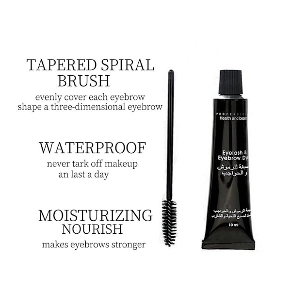 Sort Øjenbrynsfarvesæt med Børste Halvpermanent Øjenbrynsfarve Øjenvipper og Øjenbrynsfarve Farve Øjenbryn (Brun) 10 ml + 10 ml