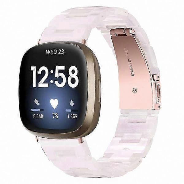 20 mm harpiksrem med spænde i rustfrit stål til Fitbit Versa 4/Sense 2 udskiftningsurrem Light Pink