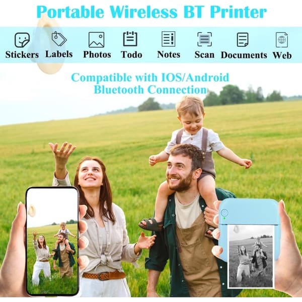Mini termisk printer – Bærbar etiketprinter og printer til hjem og kontor