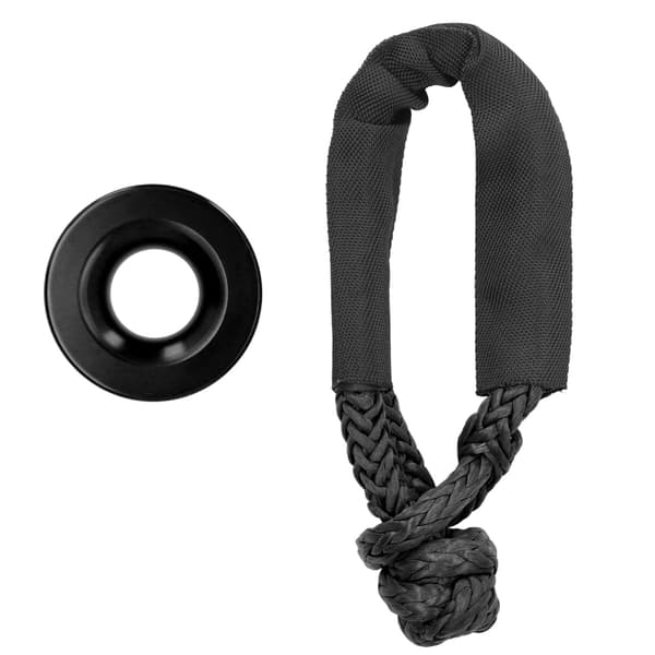 Recovery Ring Kit Syntetisk Soft Shackle Reb Aluminium Legering Snatch Ring til ATV UTV SUV Truck Sort